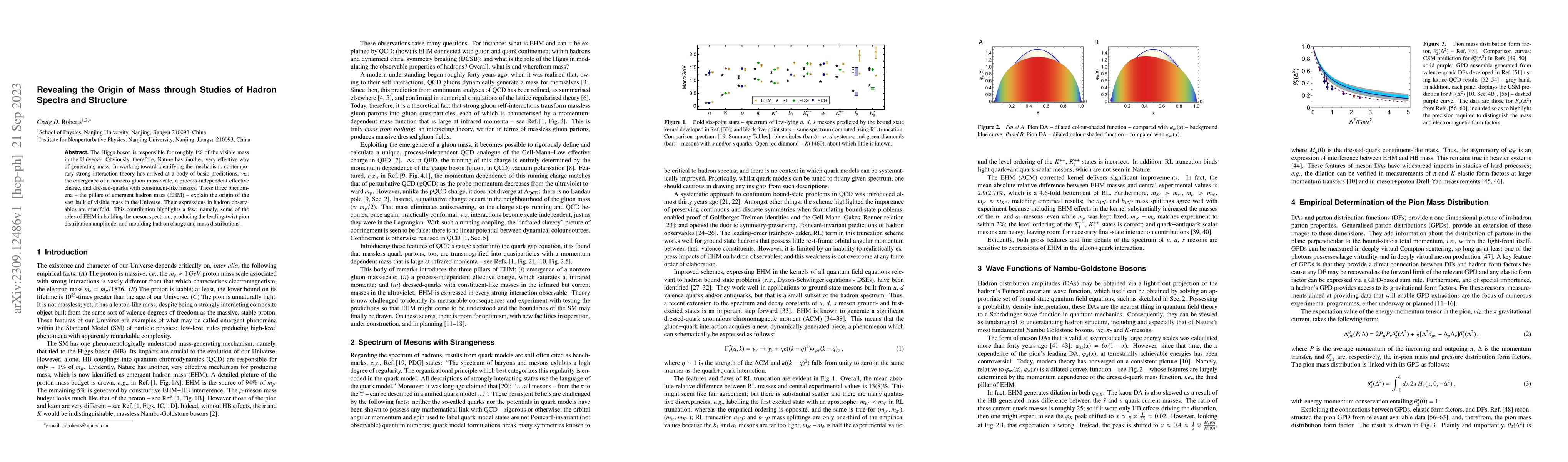 Thumbnail for Revealing the Origin of Mass through Studies of Hadron Spectra and
  Structure
