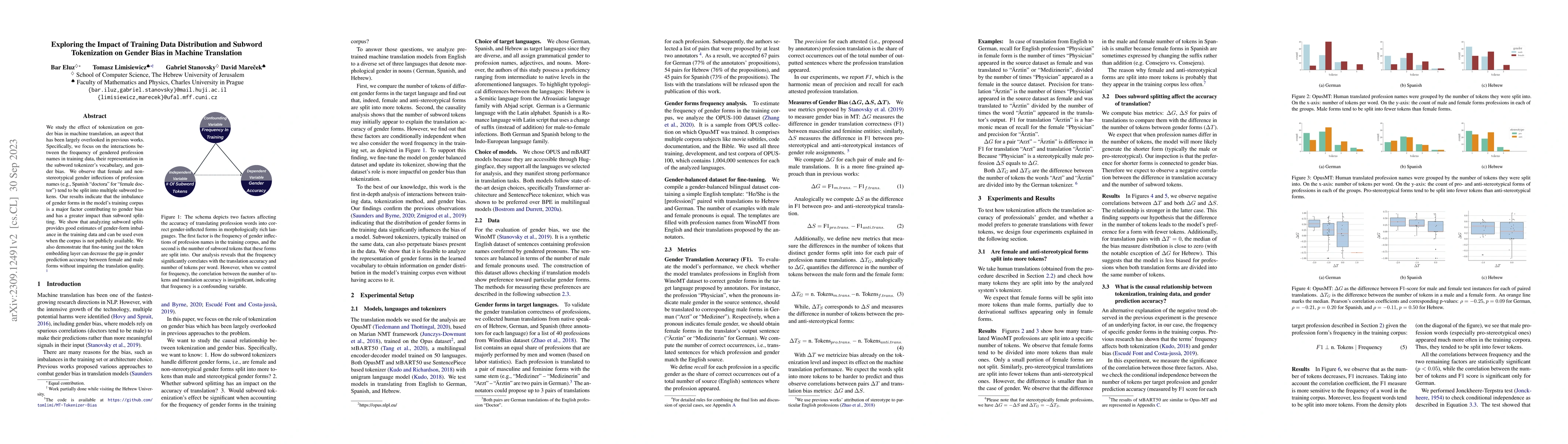 Thumbnail for Exploring the Impact of Training Data Distribution and Subword
  Tokenization on Gender Bias in Machine Translation