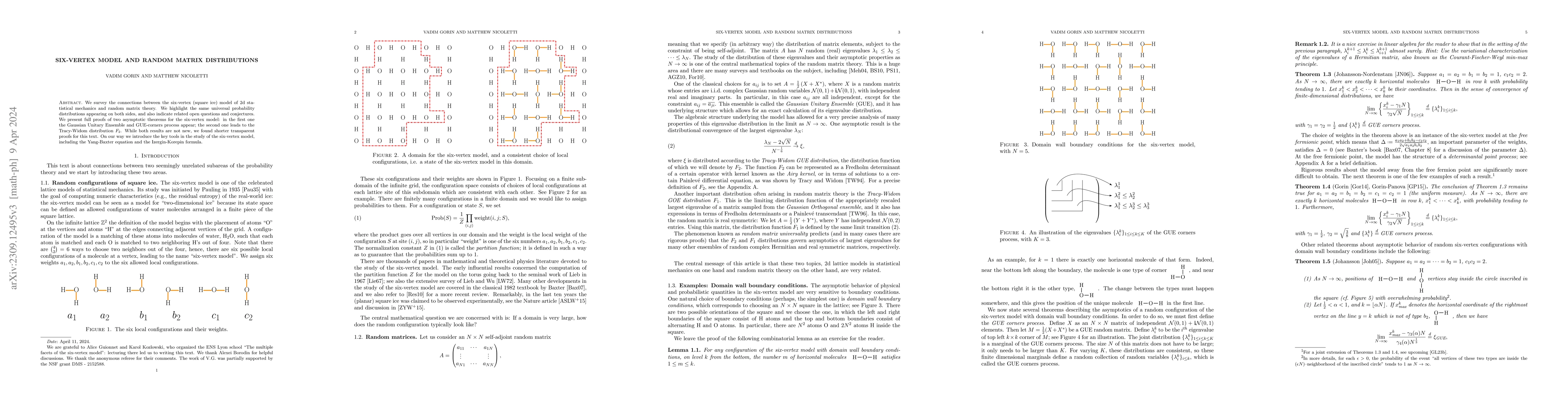 Thumbnail for Six-Vertex Model and Random Matrix Distributions