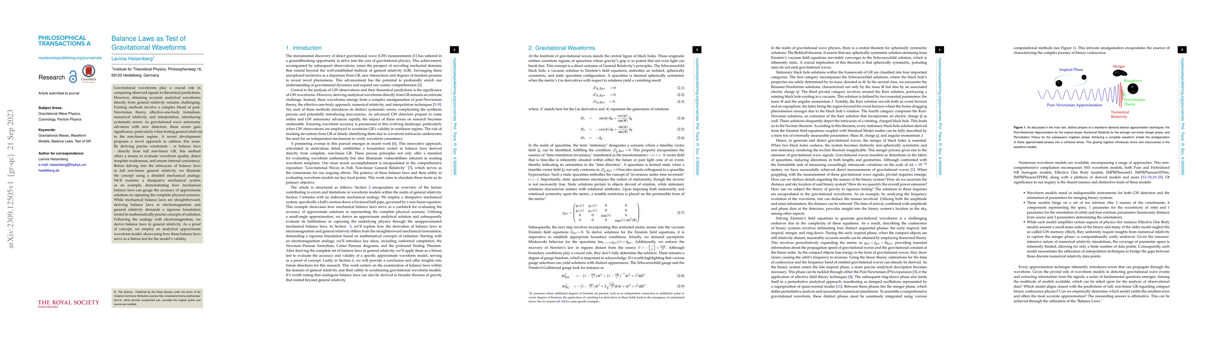 Thumbnail for Balance Laws as Test of Gravitational Waveforms