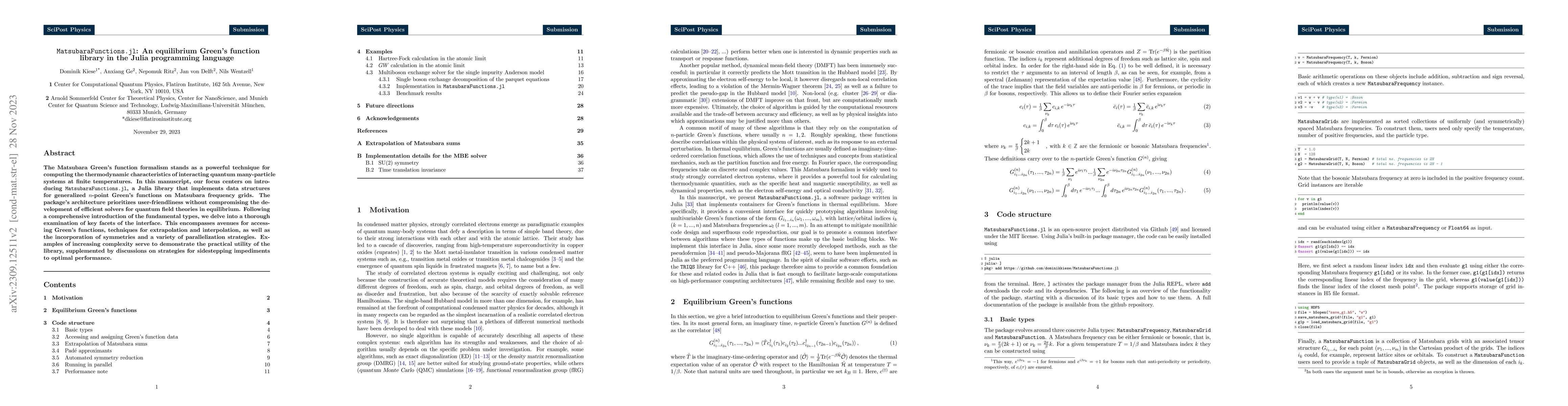 Thumbnail for MatsubaraFunctions.jl: An equilibrium Green's function library in the
  Julia programming language