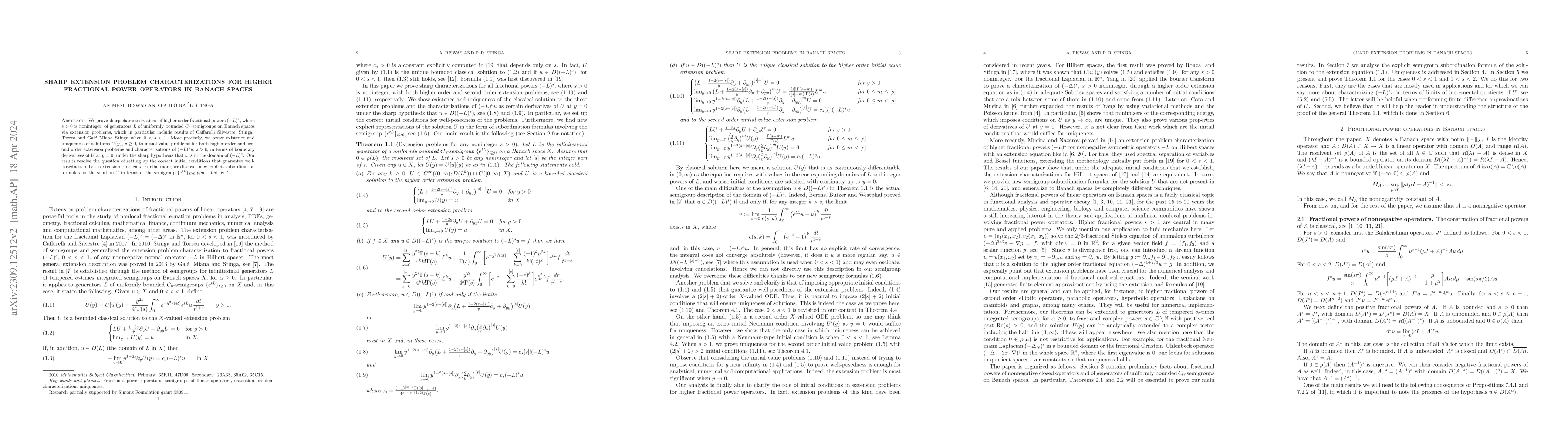 Thumbnail for Sharp extension problem characterizations for higher fractional power
  operators in Banach spaces