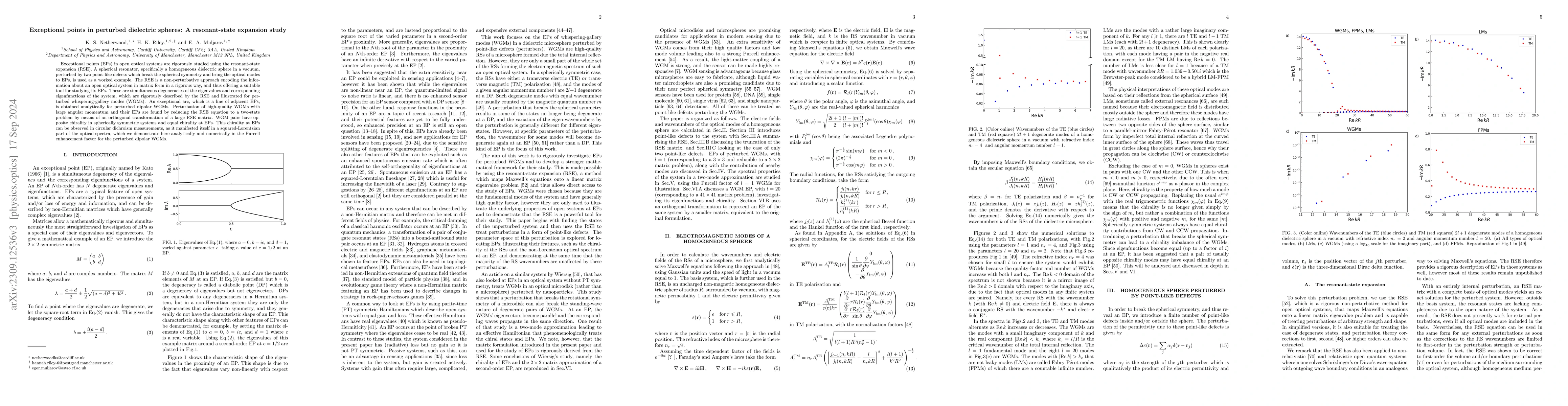 Thumbnail for Exceptional points in perturbed dielectric spheres: A resonant-state
  expansion study