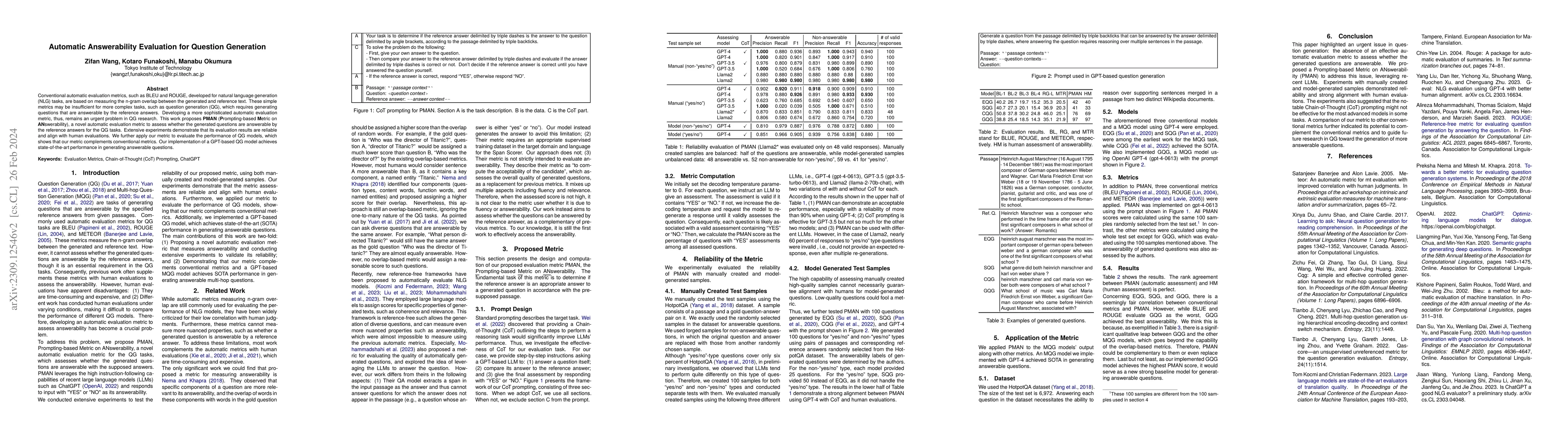 Thumbnail for Automatic Answerability Evaluation for Question Generation
