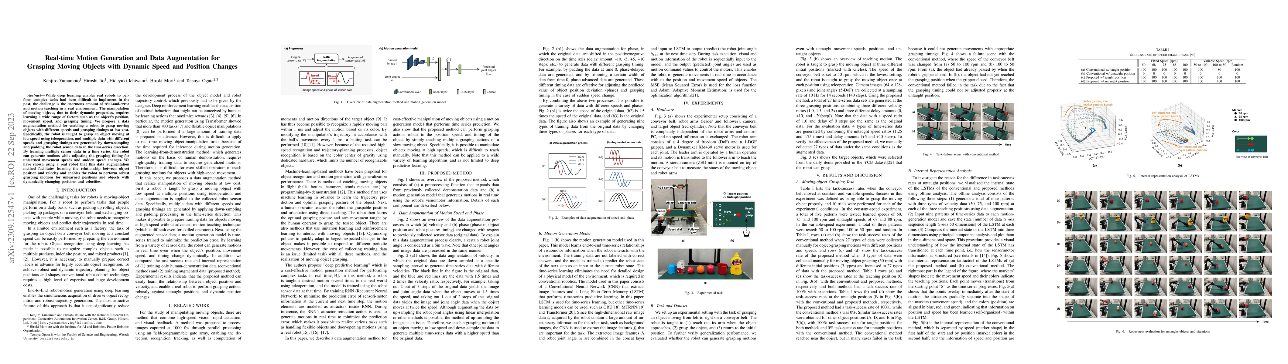 Thumbnail for Real-time Motion Generation and Data Augmentation for Grasping Moving
  Objects with Dynamic Speed and Position Changes