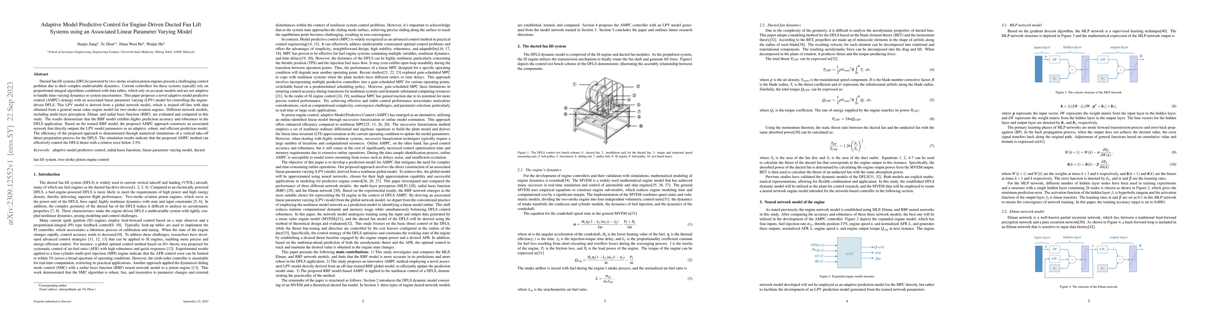 Thumbnail for Adaptive Model Predictive Control for Engine-Driven Ducted Fan Lift
  Systems using an Associated Linear Parameter Varying Model