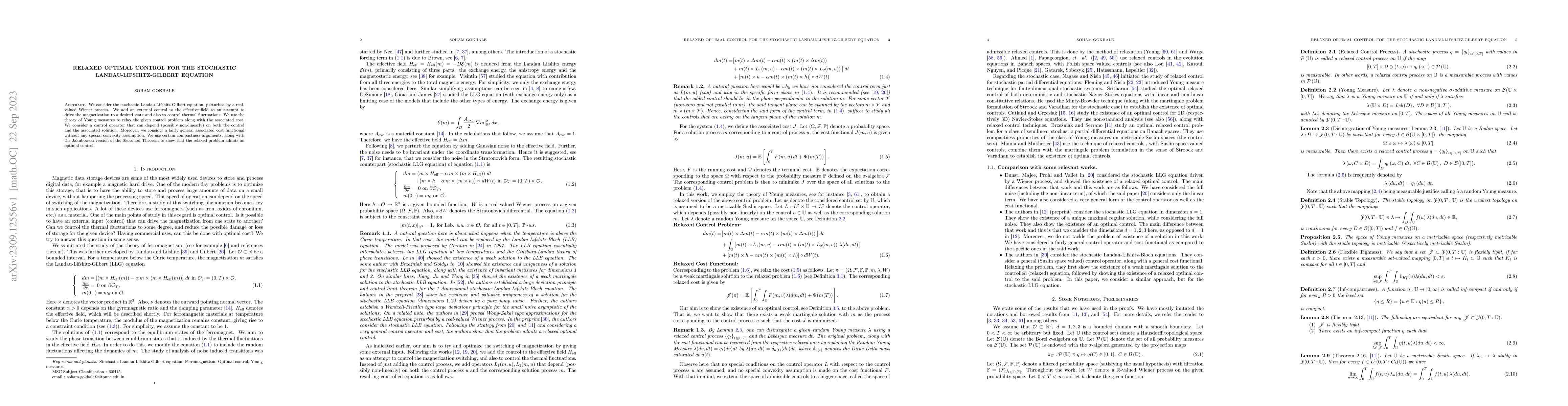 Thumbnail for Relaxed optimal control for the stochastic Landau-Lifshitz-Gilbert
  equation