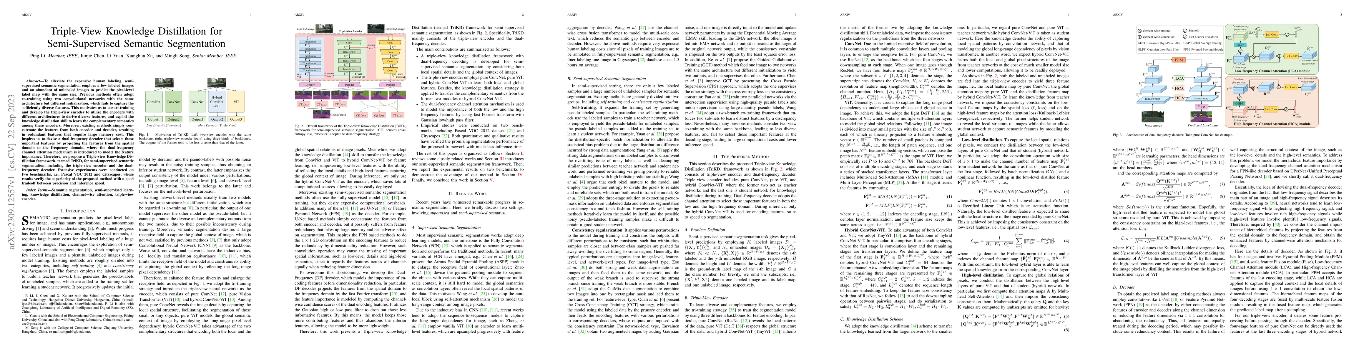 Thumbnail for Triple-View Knowledge Distillation for Semi-Supervised Semantic
  Segmentation