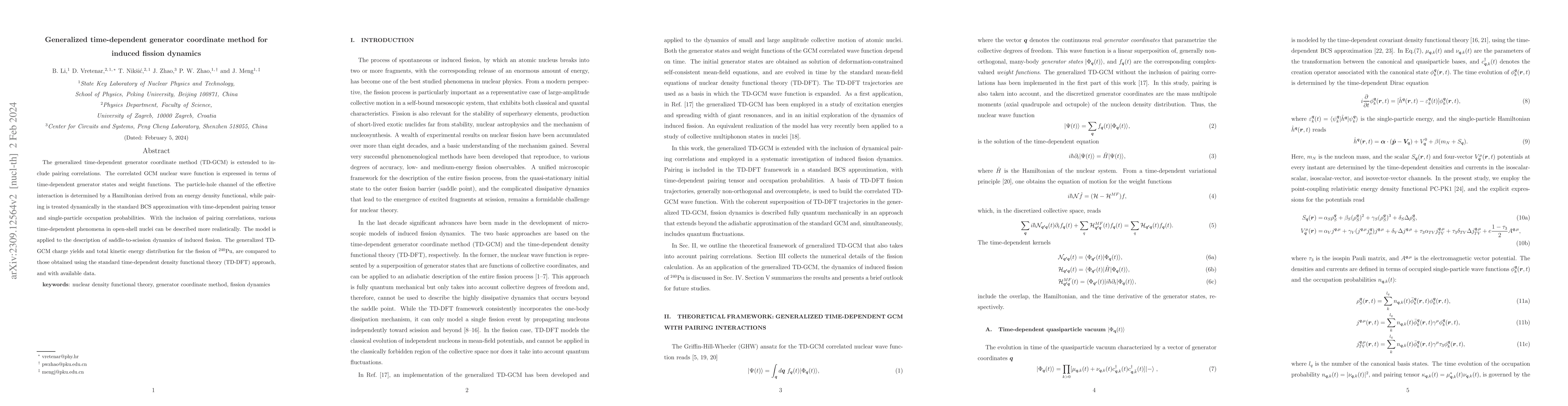Thumbnail for Generalized time-dependent generator coordinate method for induced
  fission dynamics