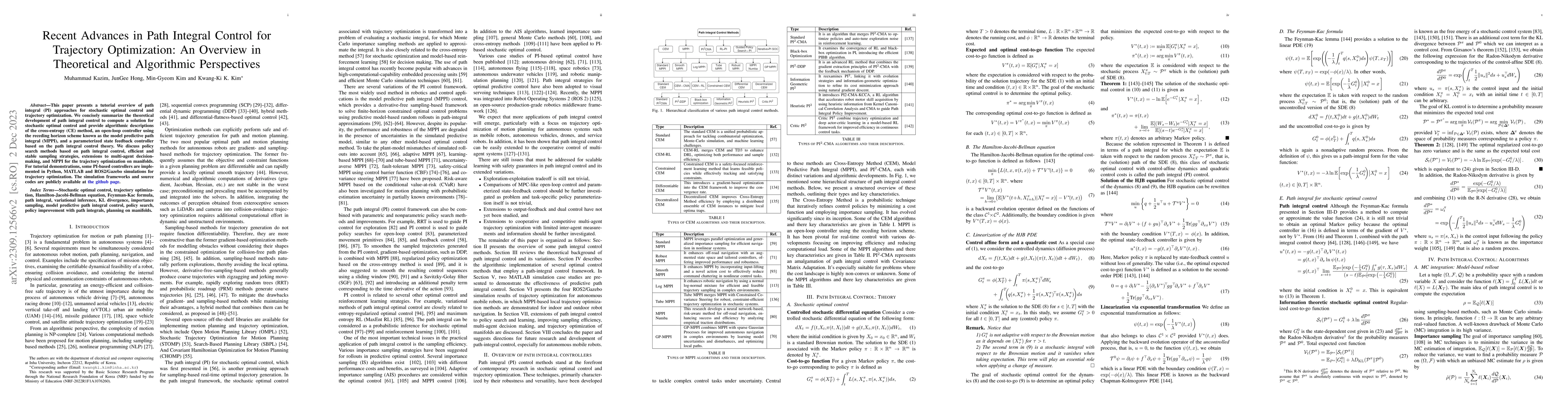 Thumbnail for Recent Advances in Path Integral Control for Trajectory Optimization: An
  Overview in Theoretical and Algorithmic Perspectives