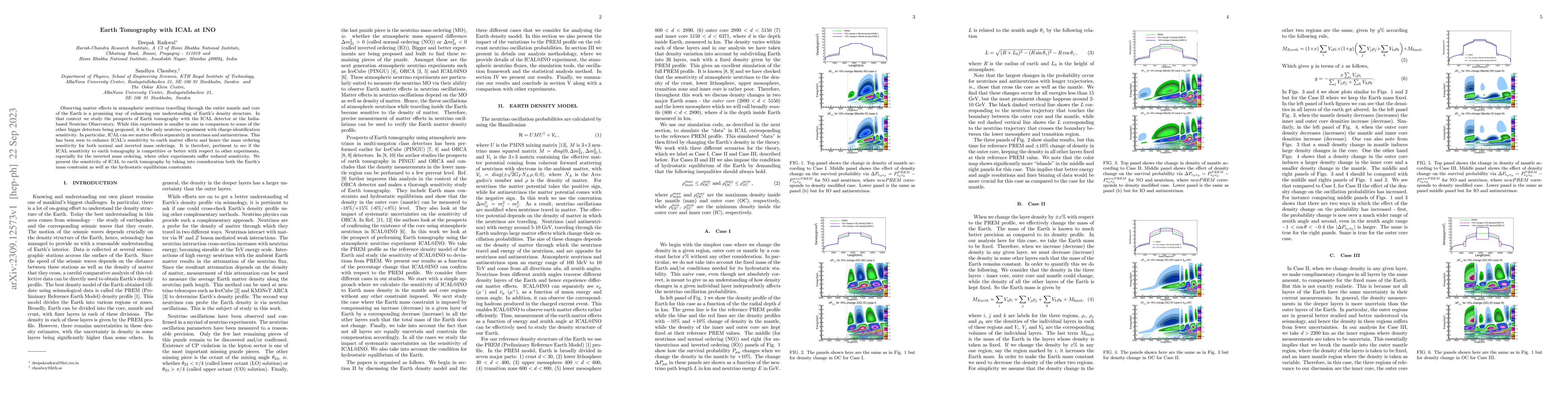 Thumbnail for Earth Tomography with ICAL at INO