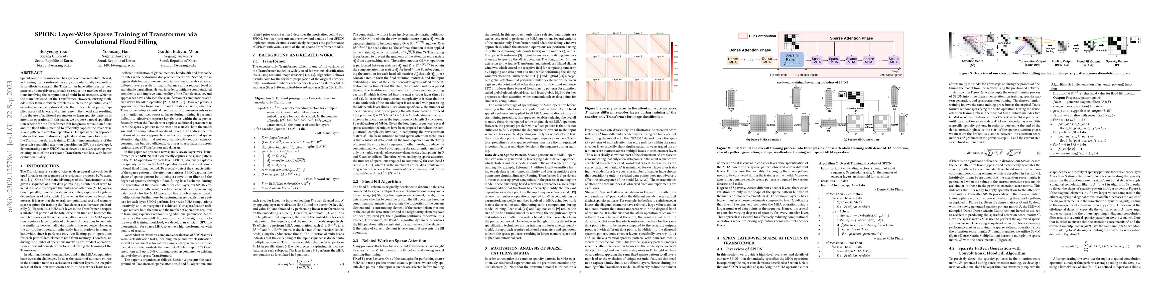 Thumbnail for SPION: Layer-Wise Sparse Training of Transformer via Convolutional Flood
  Filling