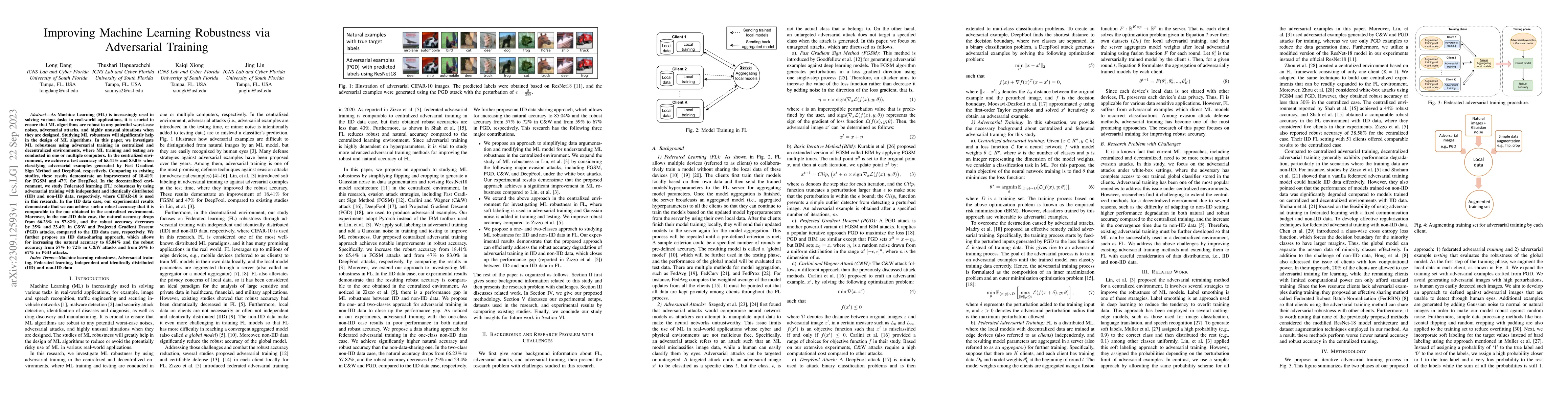 Thumbnail for Improving Machine Learning Robustness via Adversarial Training