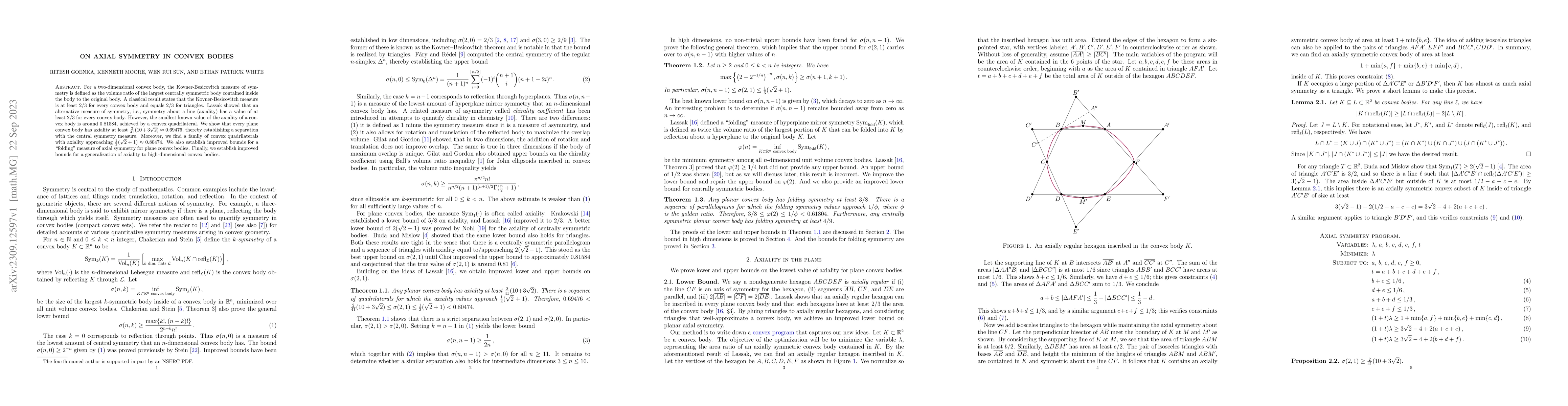 Thumbnail for On Axial Symmetry in Convex Bodies