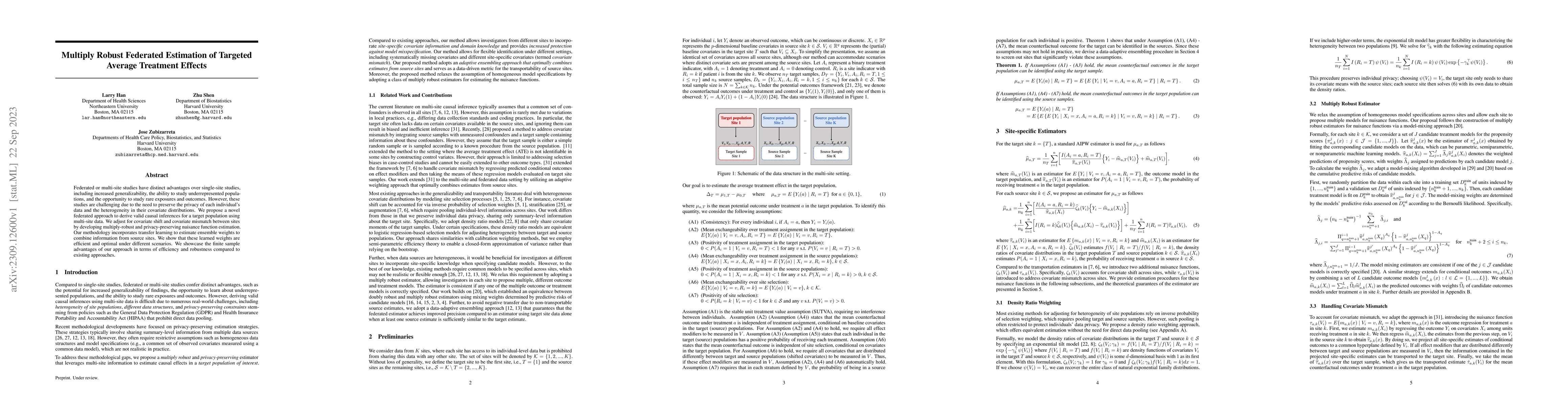 Thumbnail for Multiply Robust Federated Estimation of Targeted Average Treatment
  Effects