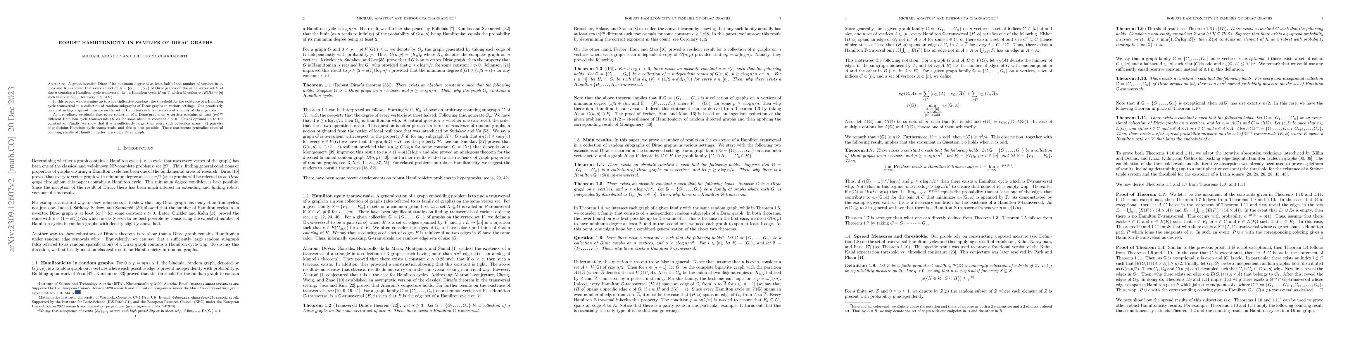 Thumbnail for Robust Hamiltonicity in families of Dirac graphs