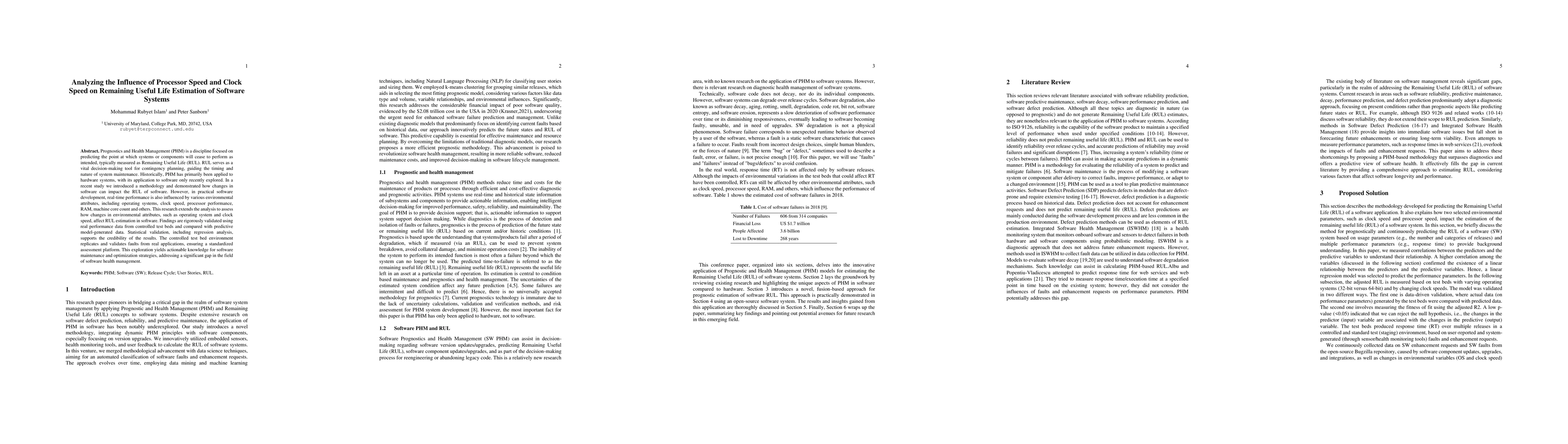 Thumbnail for Analyzing the Influence of Processor Speed and Clock Speed on Remaining
  Useful Life Estimation of Software Systems