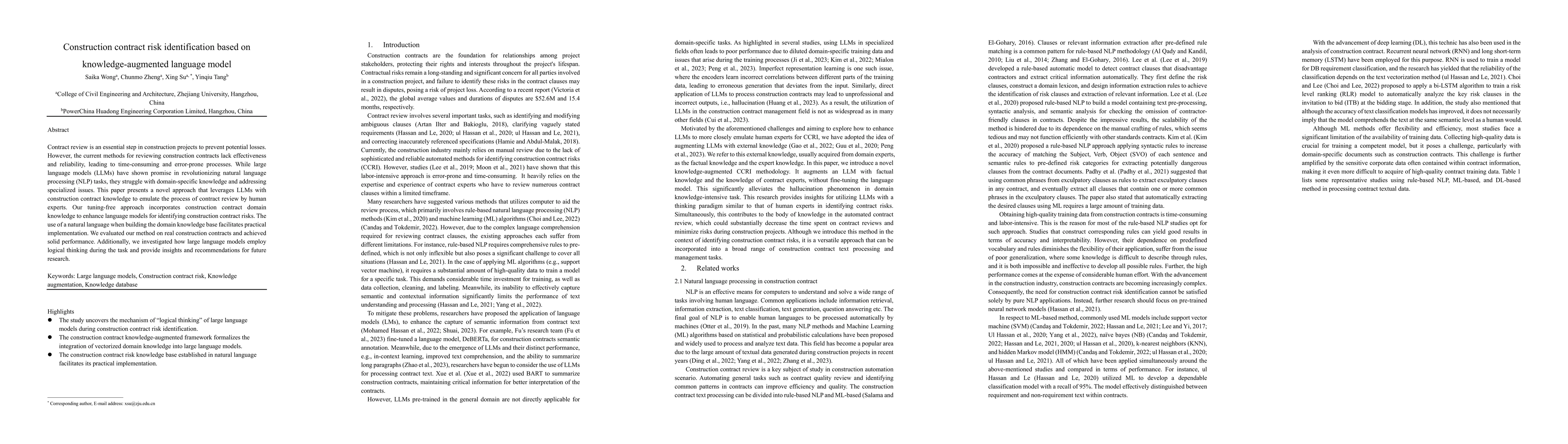 Thumbnail for Construction contract risk identification based on knowledge-augmented
  language model
