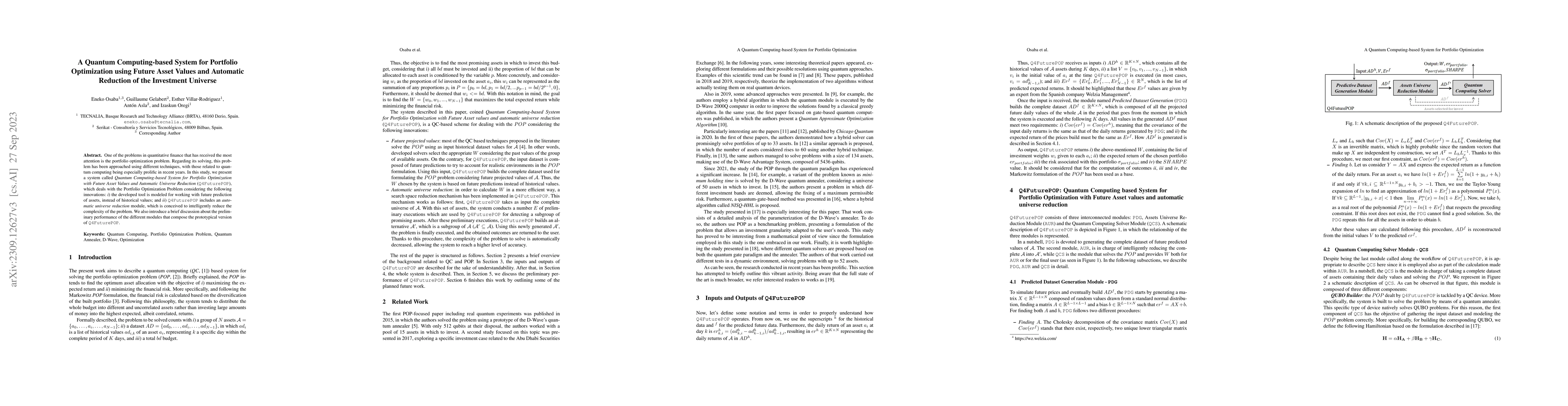 Thumbnail for A Quantum Computing-based System for Portfolio Optimization using Future
  Asset Values and Automatic Reduction of the Investment Universe