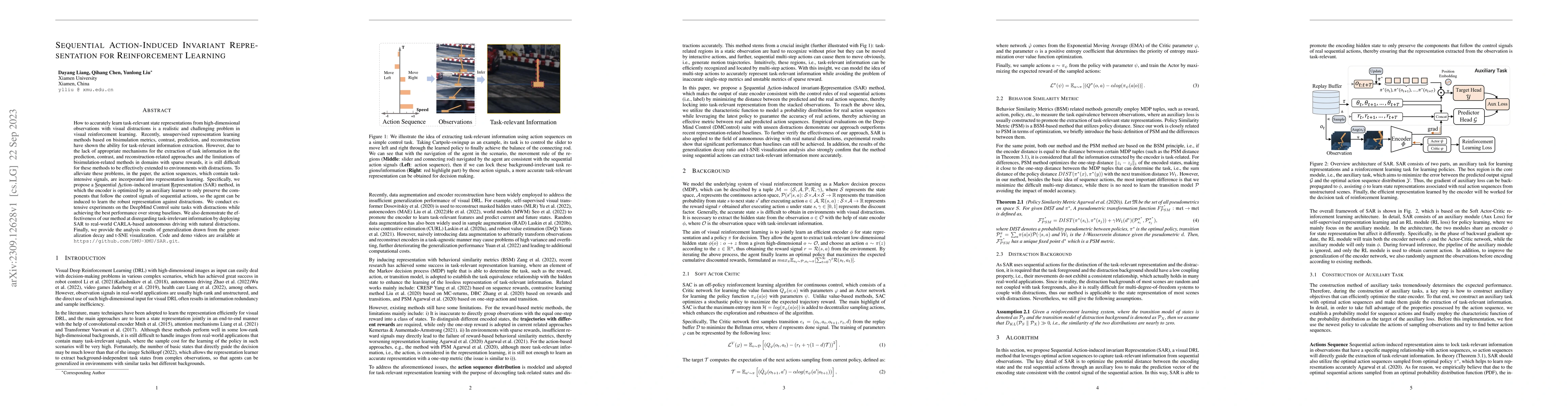 Thumbnail for Sequential Action-Induced Invariant Representation for Reinforcement
  Learning