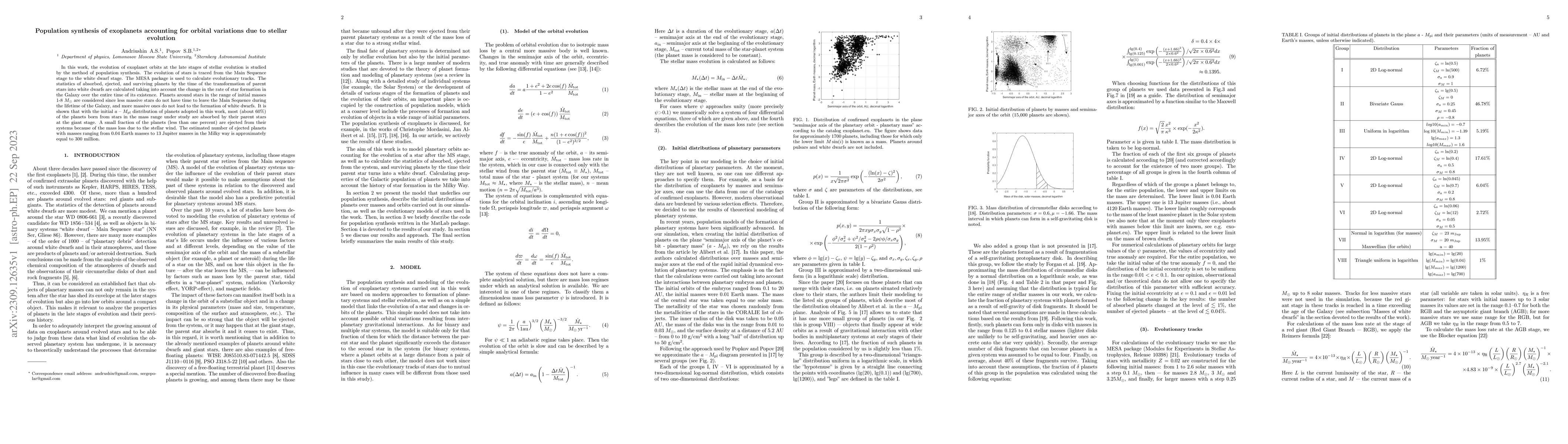 Thumbnail for Population synthesis of exoplanets accounting for orbital variations due
  to stellar evolution