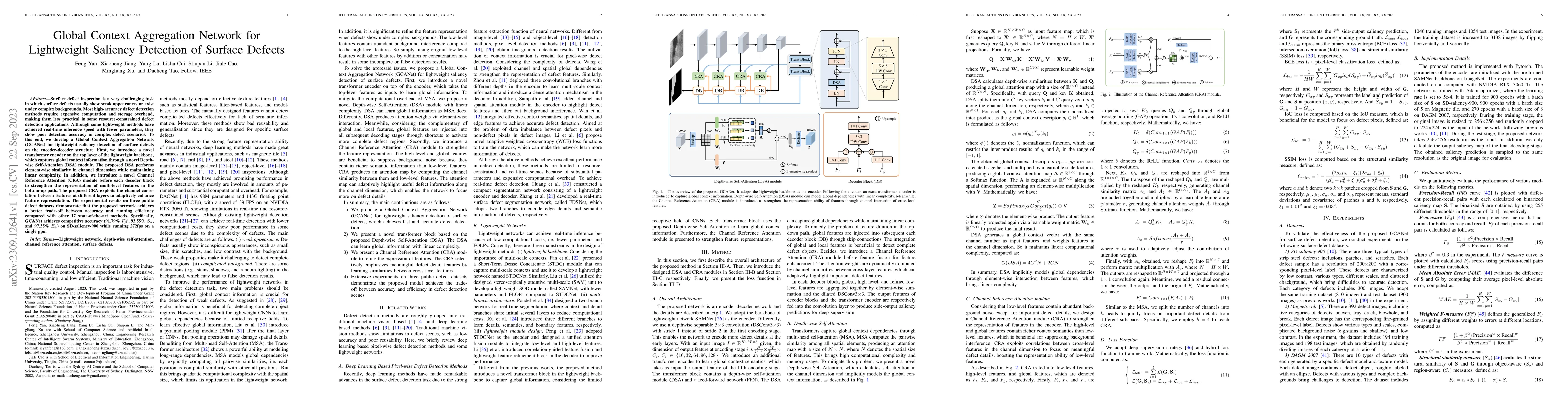 Thumbnail for Global Context Aggregation Network for Lightweight Saliency Detection of
  Surface Defects