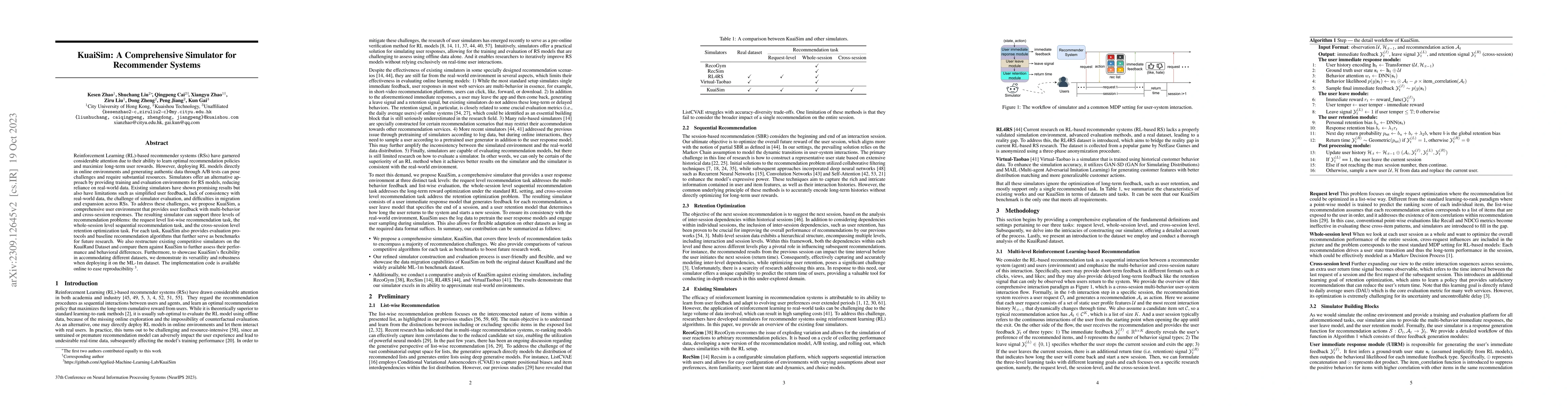 Thumbnail for KuaiSim: A Comprehensive Simulator for Recommender Systems