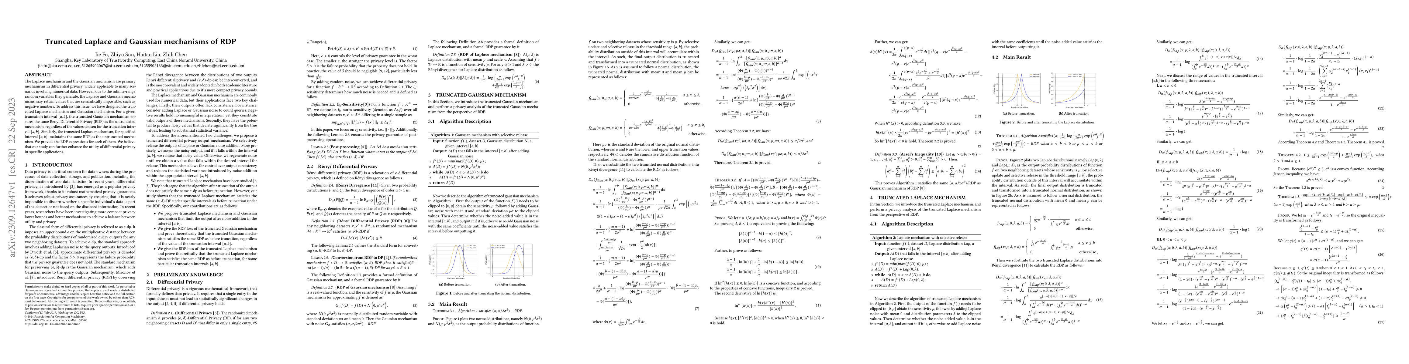 Thumbnail for Truncated Laplace and Gaussian mechanisms of RDP