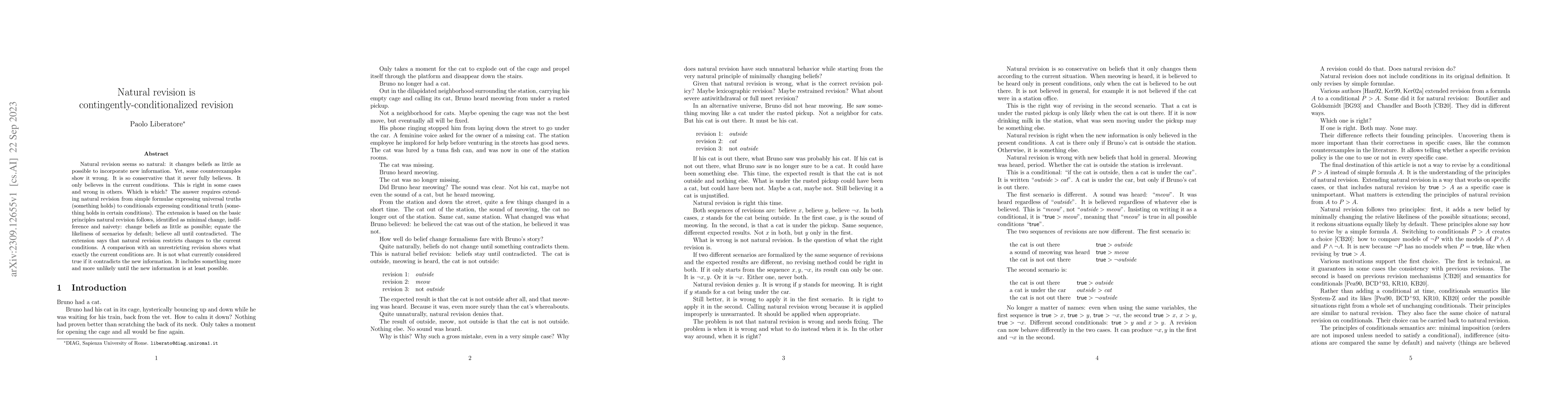 Thumbnail for Natural revision is contingently-conditionalized revision