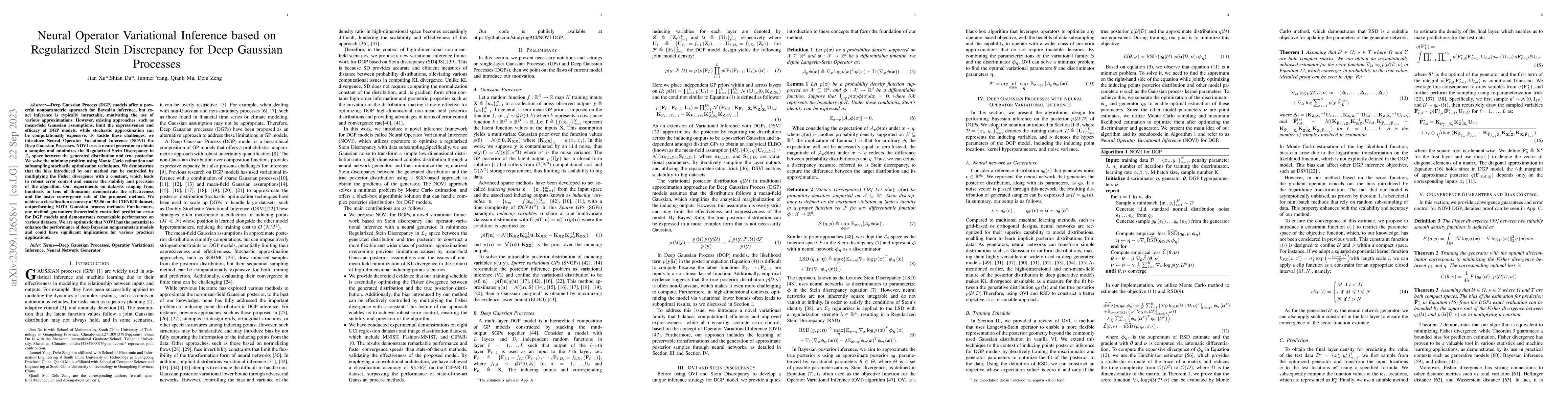 Thumbnail for Neural Operator Variational Inference based on Regularized Stein
  Discrepancy for Deep Gaussian Processes