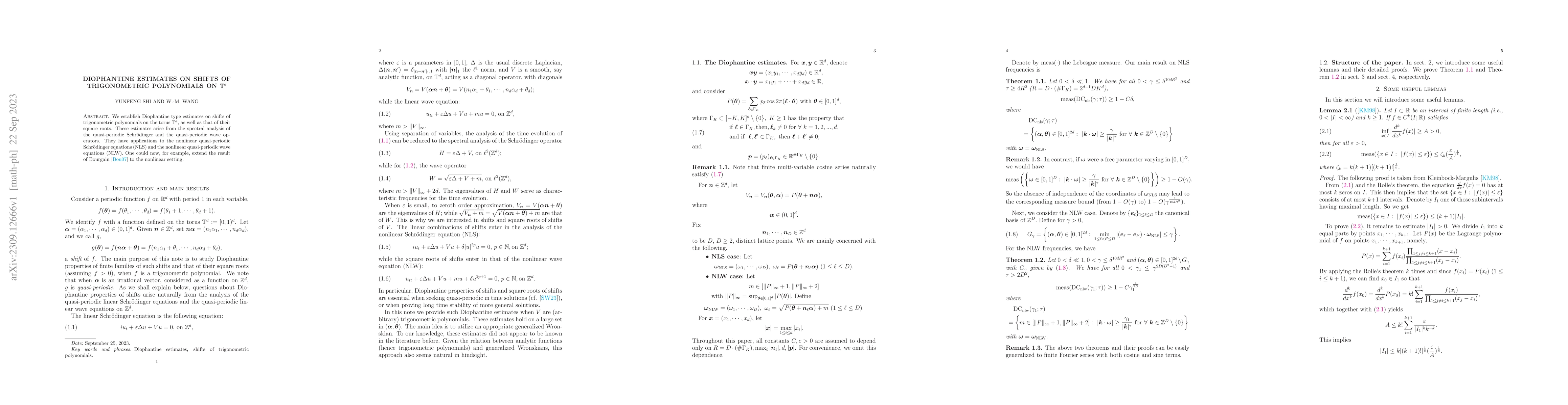 Thumbnail for Diophantine estimates on shifts of trigonometric polynomials on
  $\mathbb{T}^d$