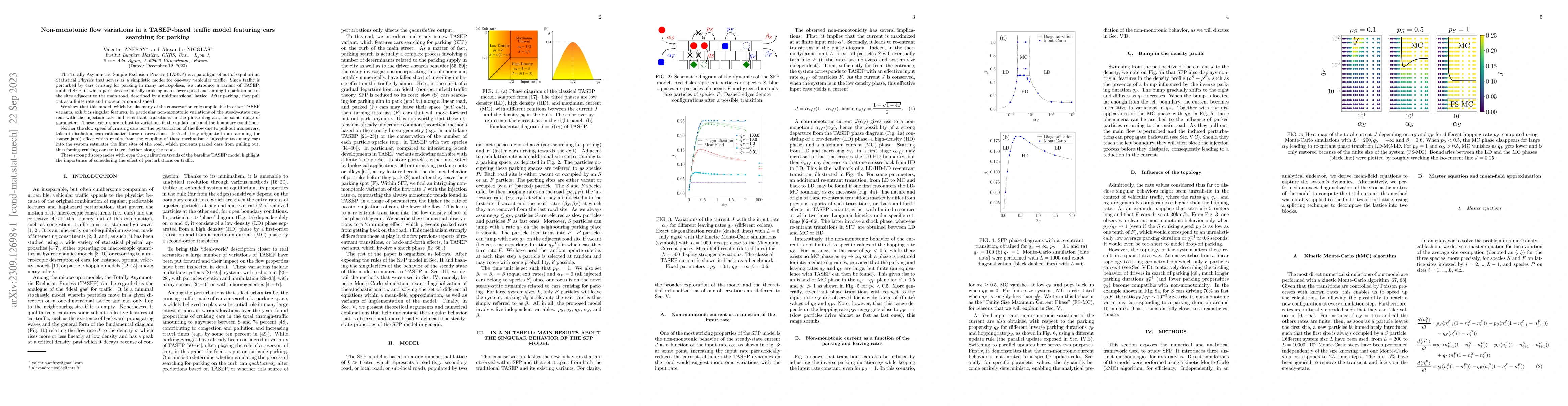 Thumbnail for Non-monotonic flow variations in a TASEP-based traffic model featuring
  cars searching for parking