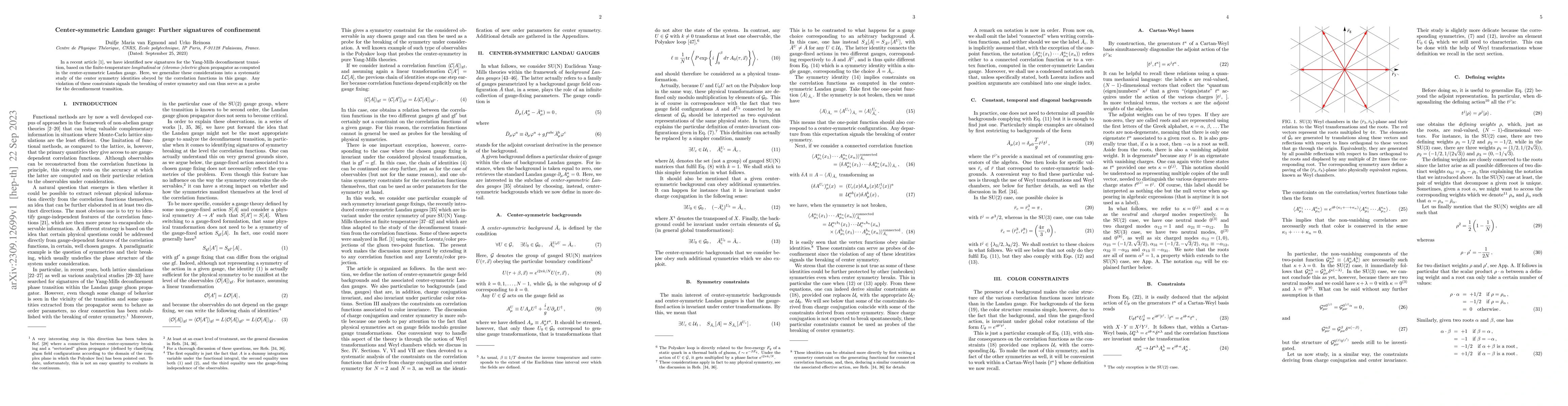 Thumbnail for Center-symmetric Landau gauge: Further signatures of confinement