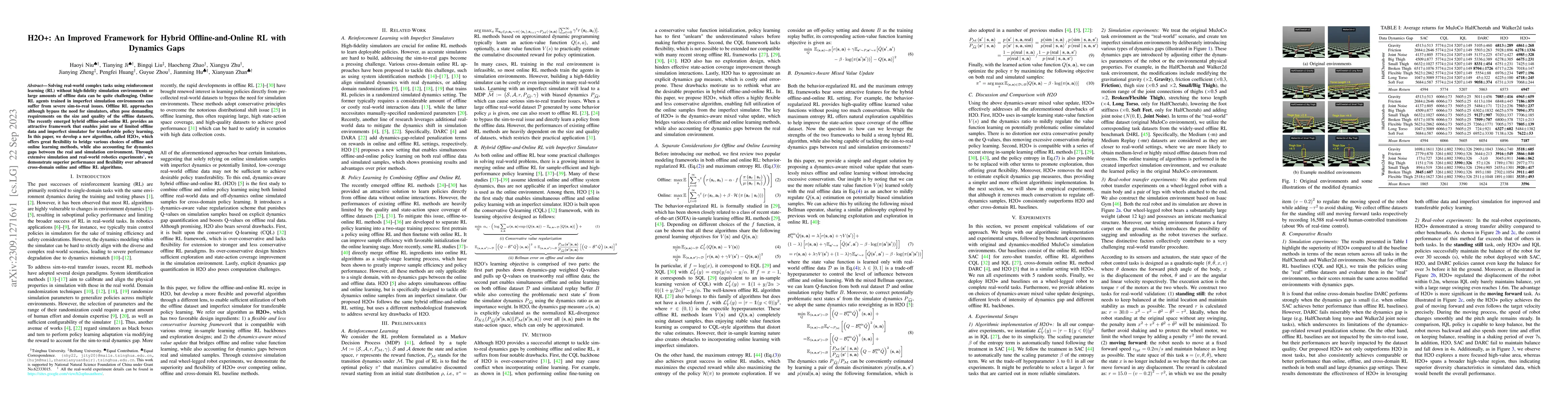 Thumbnail for H2O+: An Improved Framework for Hybrid Offline-and-Online RL with
  Dynamics Gaps