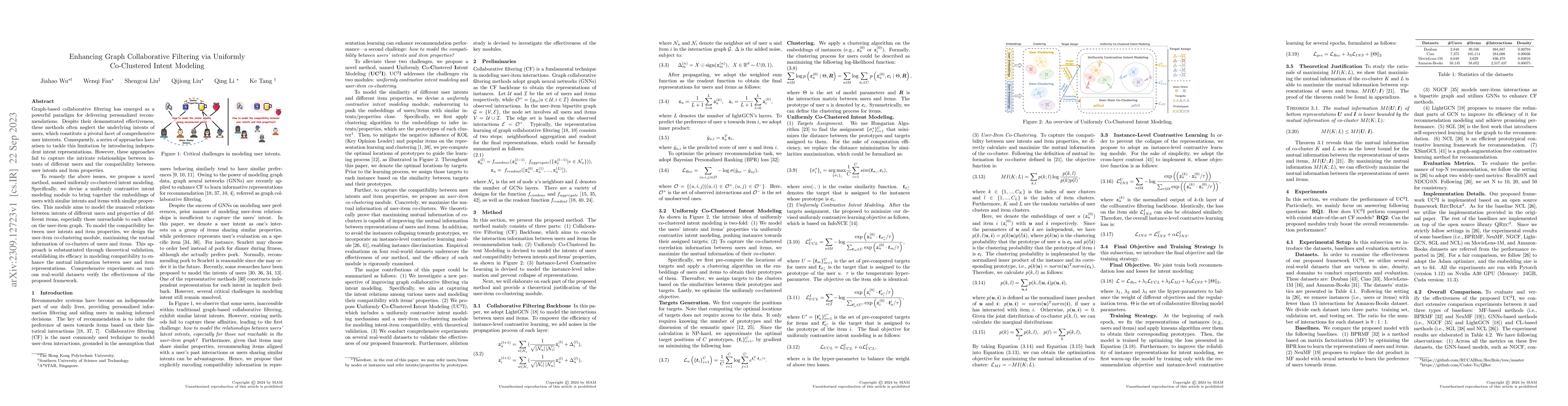 Thumbnail for Enhancing Graph Collaborative Filtering via Uniformly Co-Clustered
  Intent Modeling