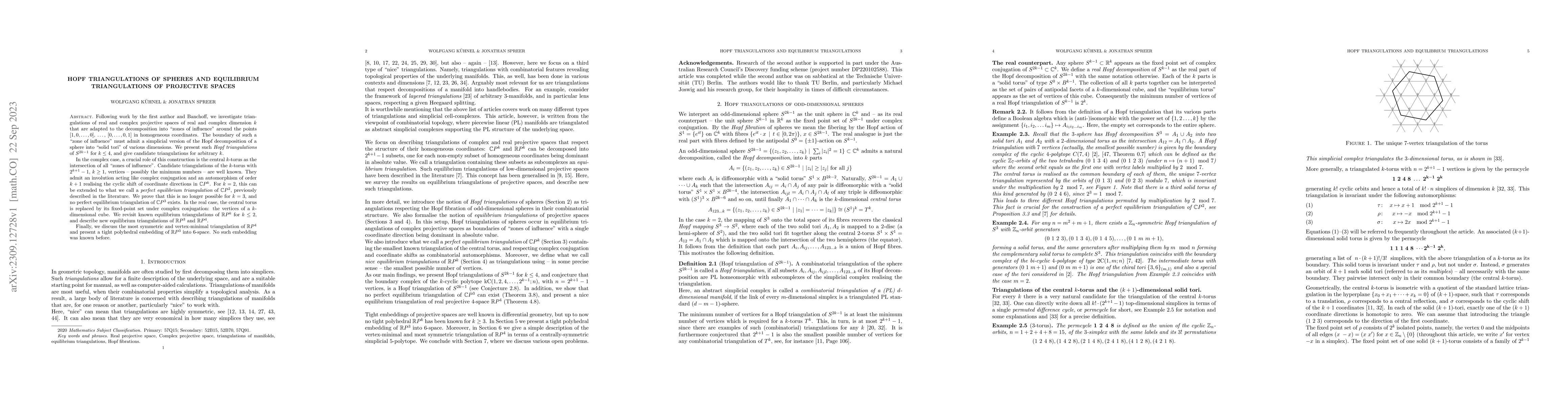 Thumbnail for Hopf triangulations of spheres and equilibrium triangulations of
  projective spaces