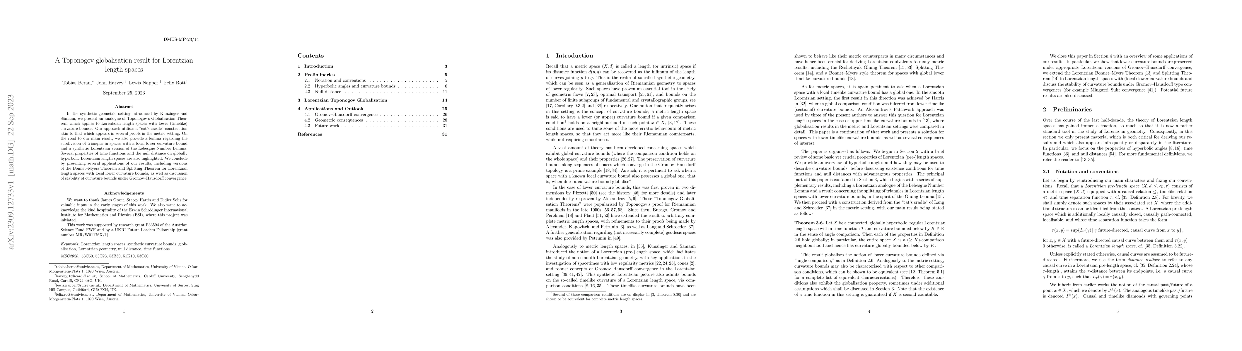 Thumbnail for A Toponogov globalisation result for Lorentzian length spaces