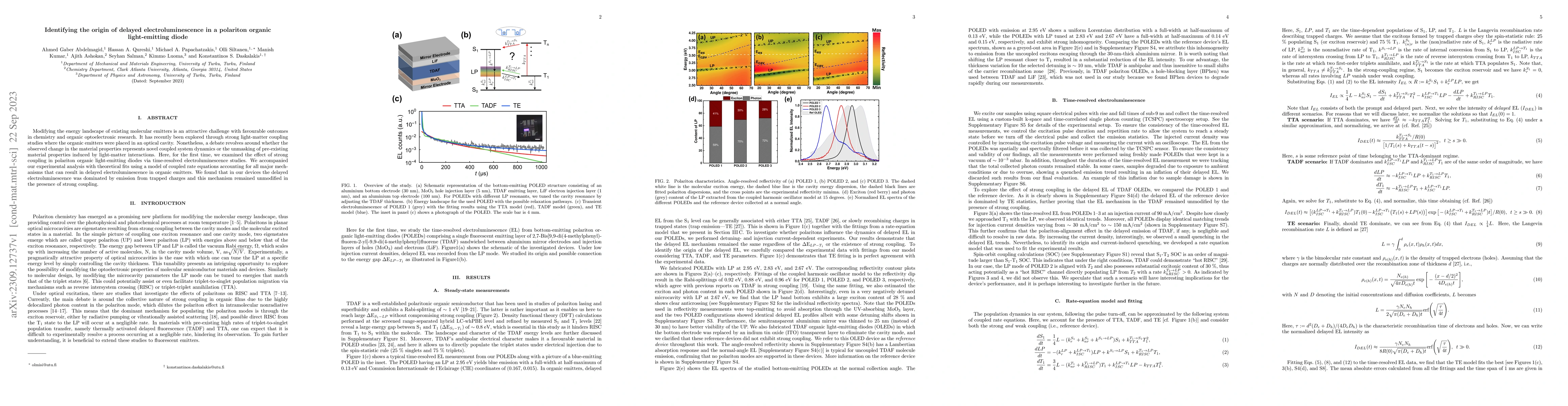 Thumbnail for Identifying the origin of delayed electroluminescence in a polariton
  organic light-emitting diode