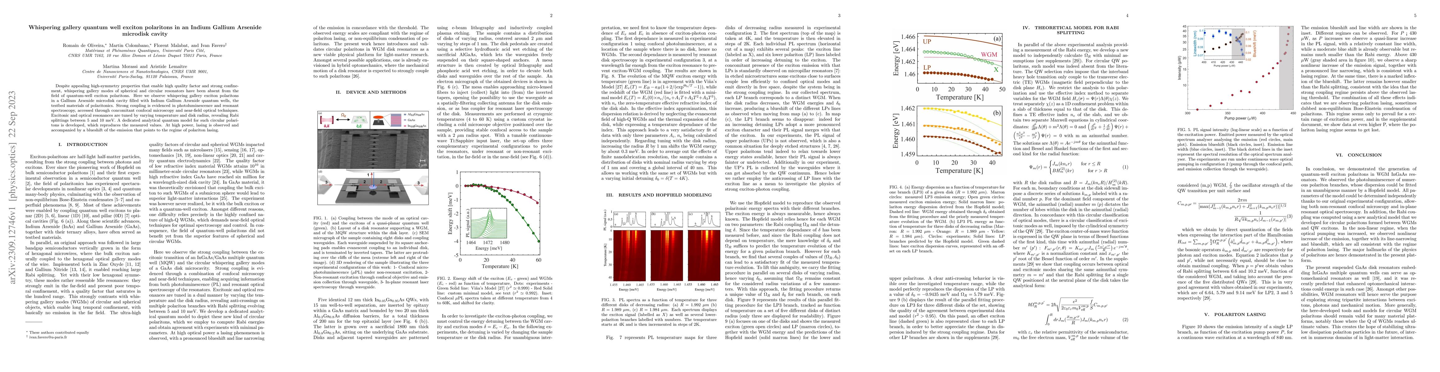 Thumbnail for Whispering gallery quantum well exciton polaritons in an Indium Gallium
  Arsenide microdisk cavity