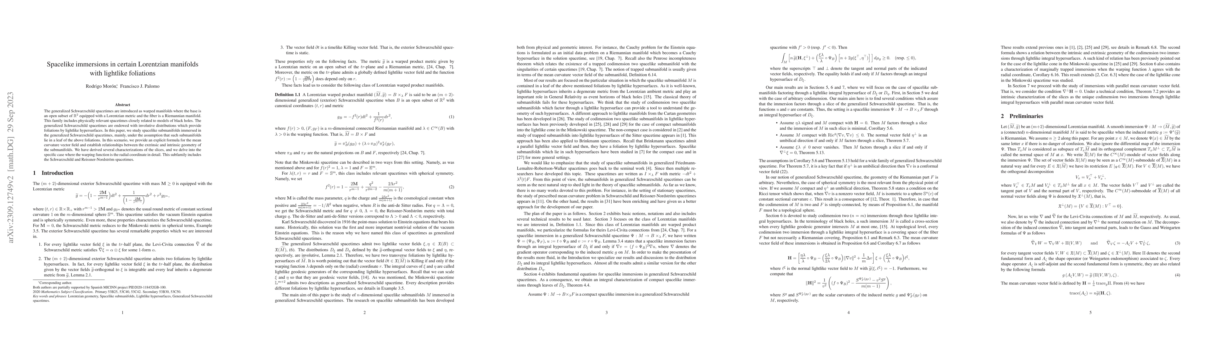 Thumbnail for Spacelike immersions in certain Lorentzian manifolds with lightlike
  foliations