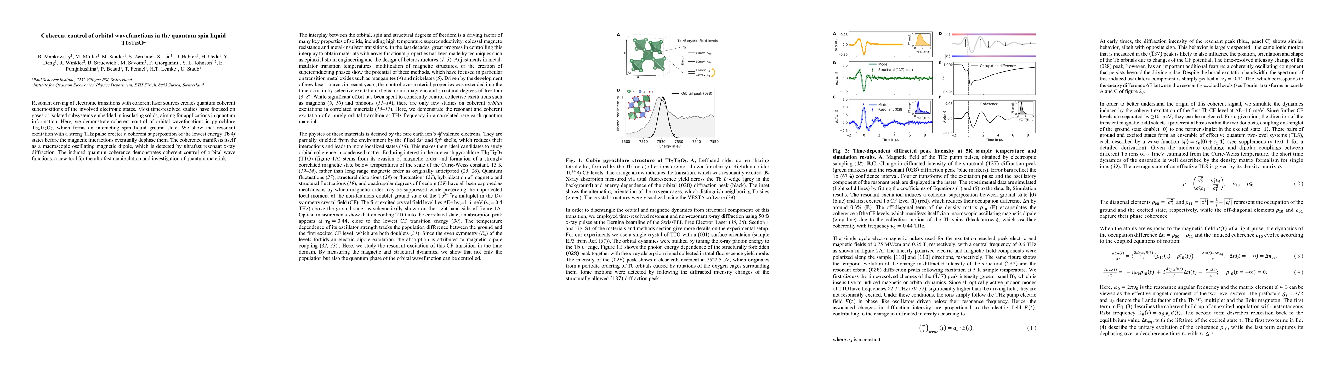 Thumbnail for Coherent control of orbital wavefunctions in the quantum spin liquid
  $Tb_{2}Ti_{2}O_{7}$
