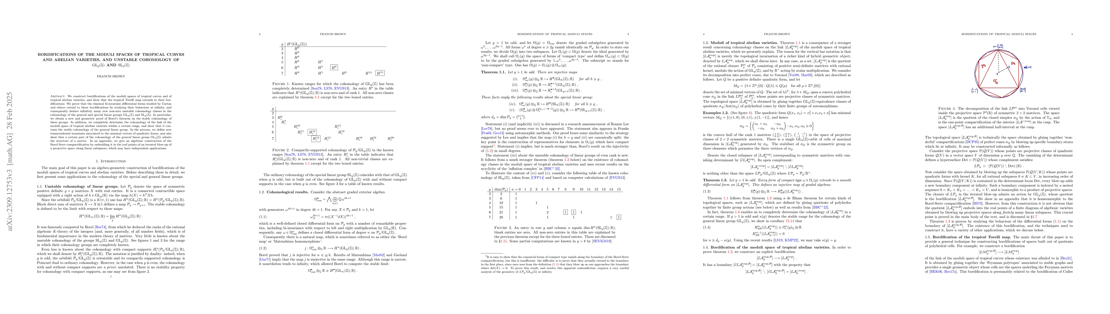 Thumbnail for Bordifications of the moduli spaces of tropical curves and abelian
  varieties, and unstable cohomology of $\mathrm{GL}_g(\mathbb{Z})$ and
  $\mathrm{SL}_g(\mathbb{Z})$