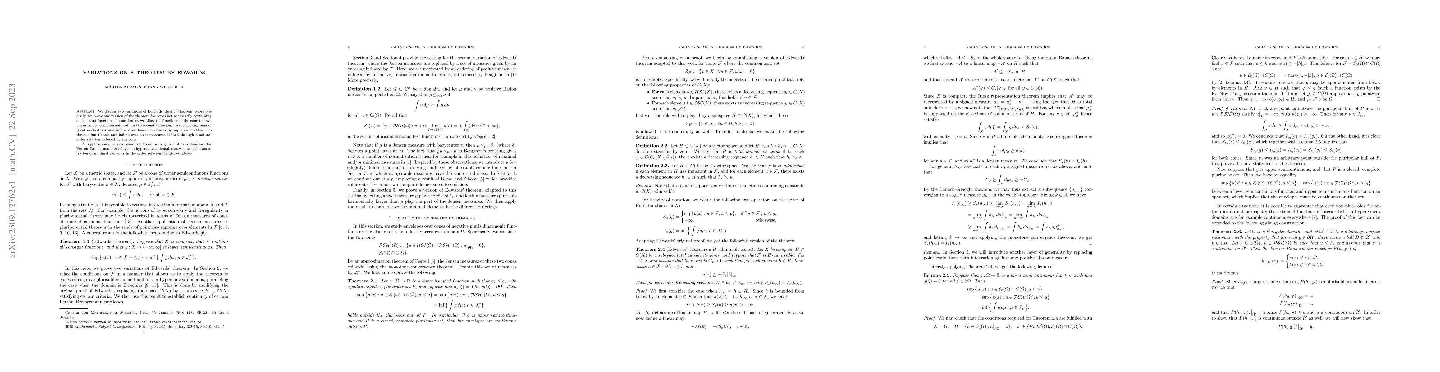 Thumbnail for Variations on a theorem by Edwards