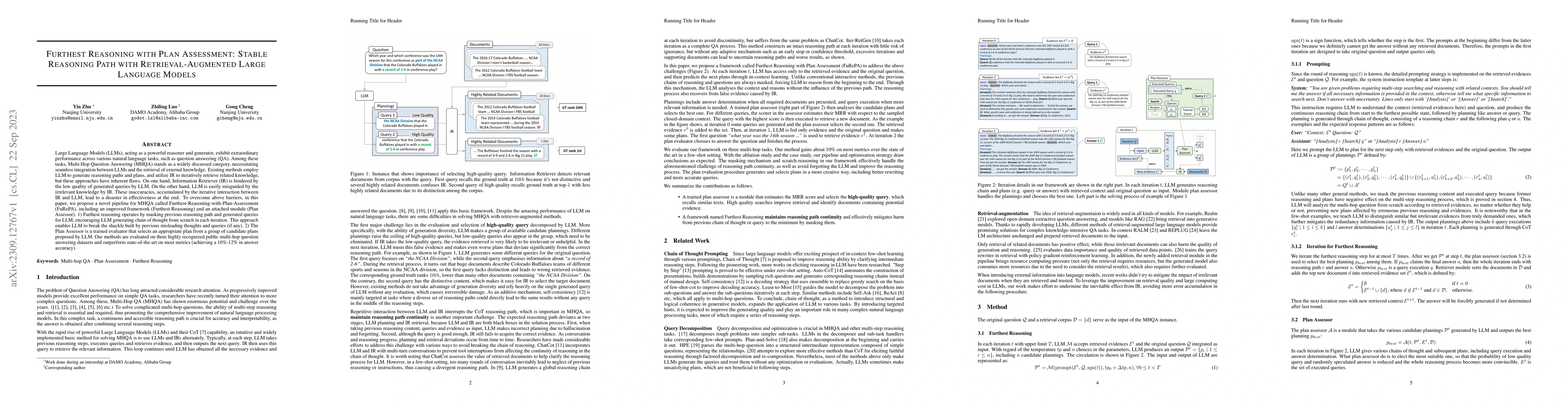 Thumbnail for Furthest Reasoning with Plan Assessment: Stable Reasoning Path with
  Retrieval-Augmented Large Language Models
