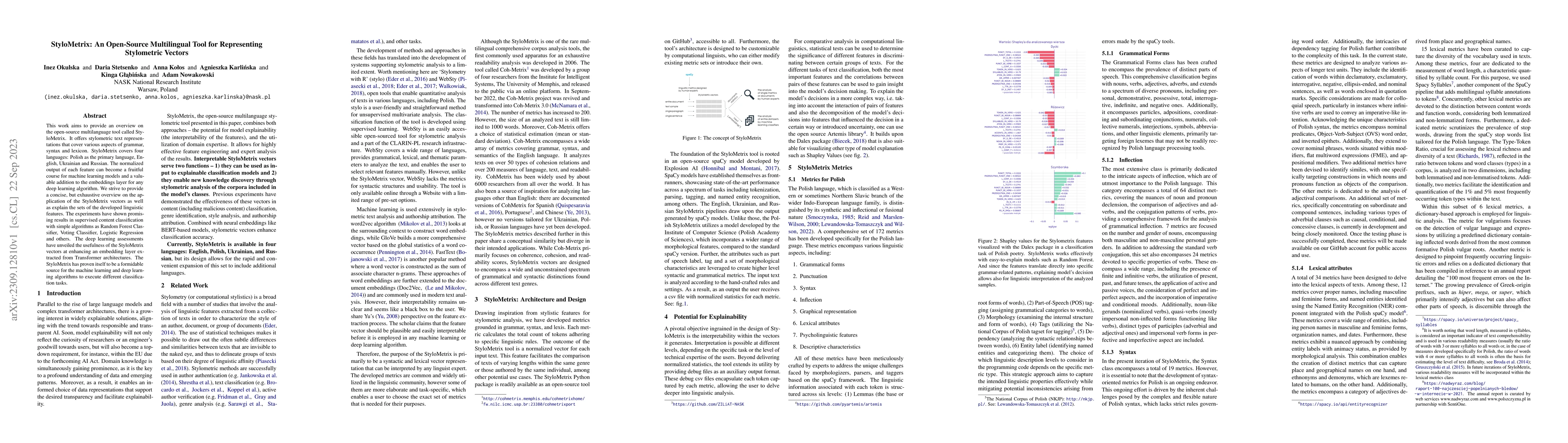 Thumbnail for StyloMetrix: An Open-Source Multilingual Tool for Representing
  Stylometric Vectors
