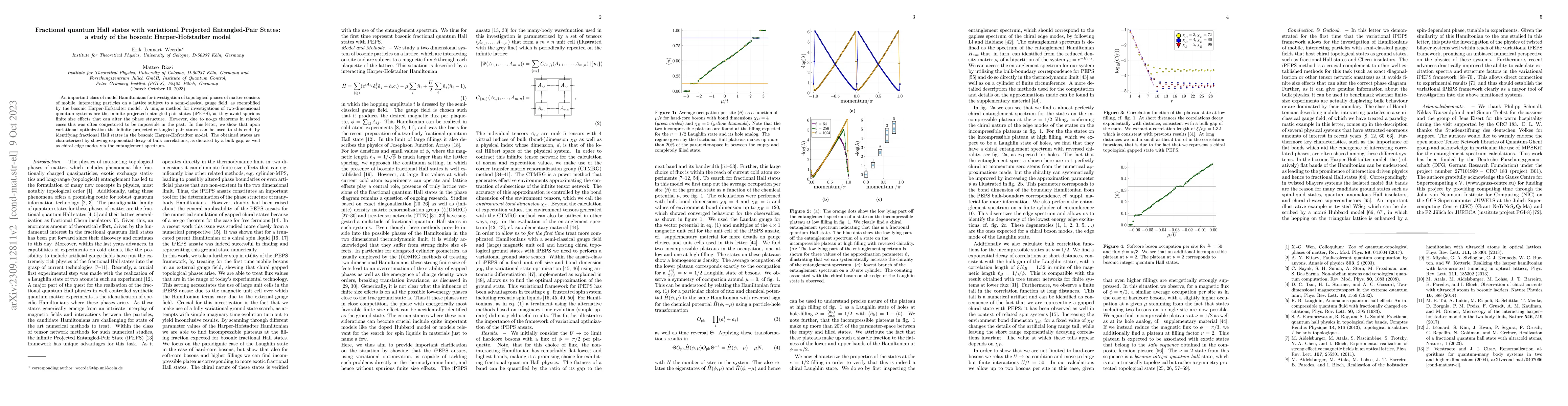 Thumbnail for Fractional quantum Hall states with variational Projected Entangled-Pair
  States: a study of the bosonic Harper-Hofstadter model