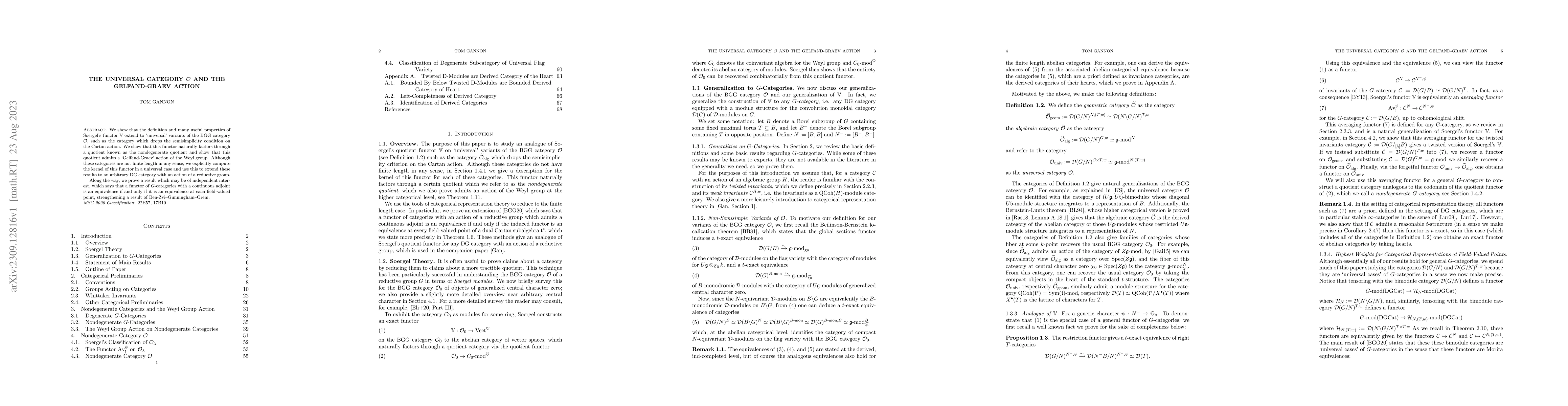 Thumbnail for The universal category $\mathcal{O}$ and the Gelfand-Graev action