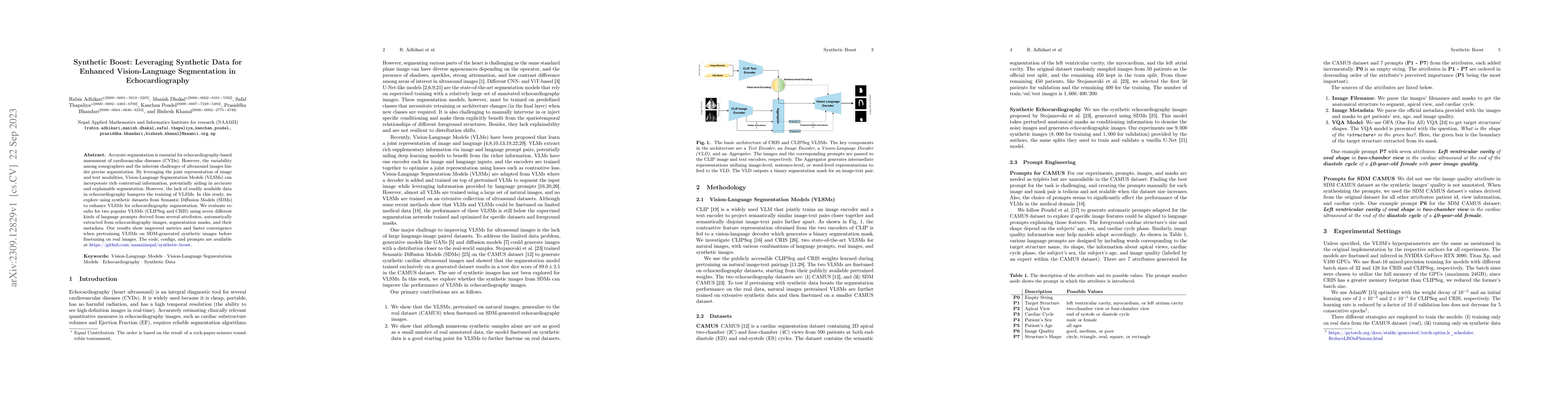 Thumbnail for Synthetic Boost: Leveraging Synthetic Data for Enhanced Vision-Language
  Segmentation in Echocardiography