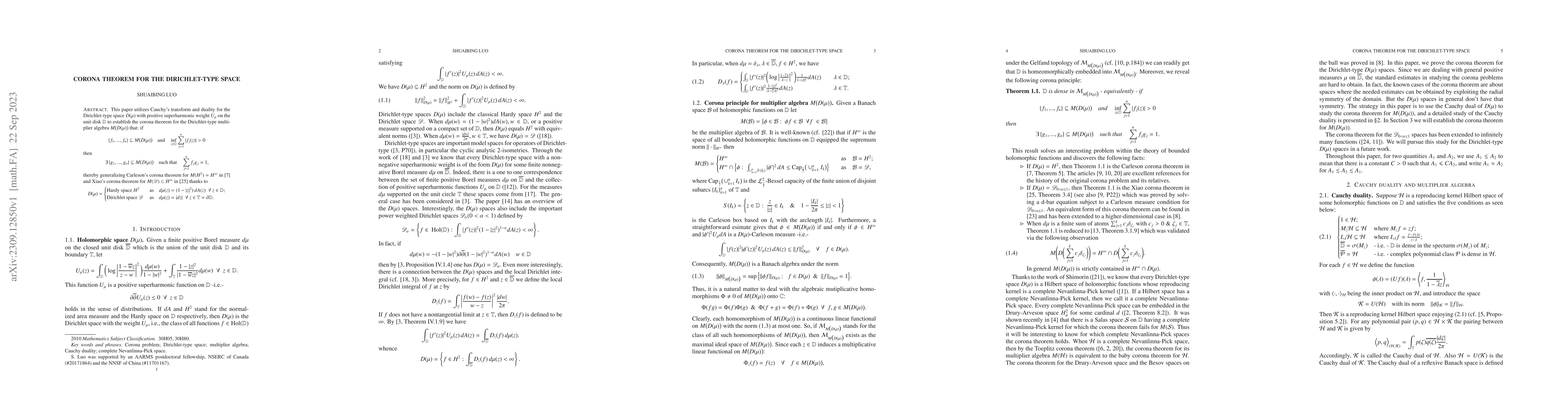 Thumbnail for Corona theorem for the Dirichlet-type space
