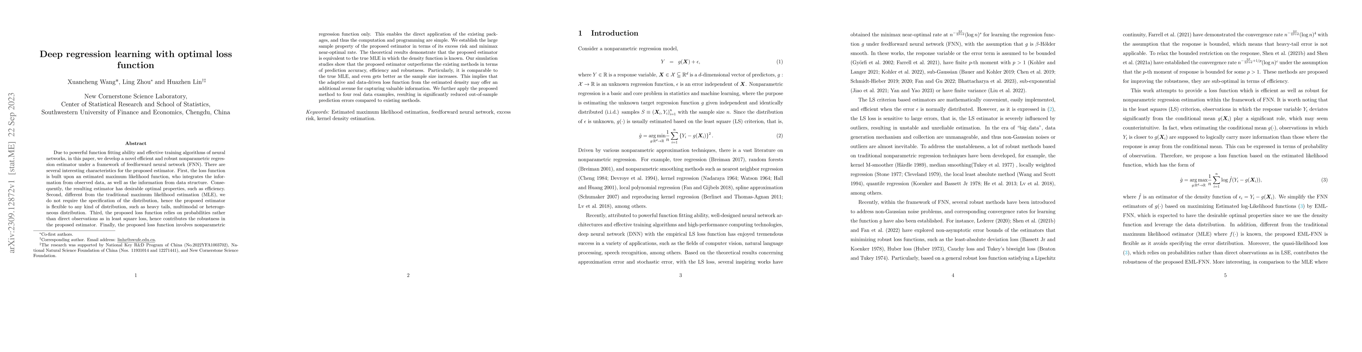 Thumbnail for Deep regression learning with optimal loss function